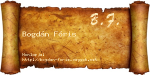 Bogdán Fóris névjegykártya